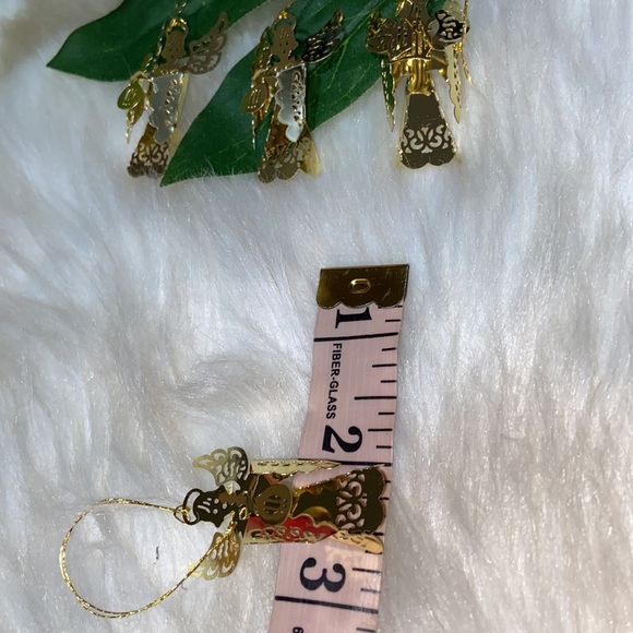 Vintage Gold Tone Filigree Angel Feather tree Christmas Ornaments 5 Pc Set - Picture 13 of 14